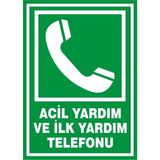 İzmir Serifgari Acil Yardım Ve İlk Yardım Telefonu Galvaniz Uyarı Levhası 25 x 35 cm