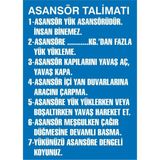 İzmir Serifgari Asansör Talimatı 2.6 mm PVC Uyarı Levhası 35 x 50 cm
