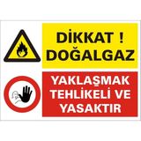 İzmir Serifgari Dikkat Doğal Gaz / Yaklaşmak Tehlikeli Ve Yasaktır Galvaniz Uyarı Levhası 17,5 x 25 cm