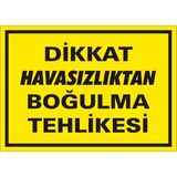 İzmir Serifgari Dikkat Havasızlıktan Boğulma Tehlikesi 2.6 mm PVC Uyarı Levhası 17,5 x 25 cm