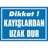 İzmir Serifgari Dikkat Kayışlardan Uzak Dur Galvaniz Uyarı Levhası 25 x 35 cm