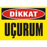 İzmir Serifgari Dikkat Uçurum Galvaniz Uyarı Levhası 25 x 35 cm