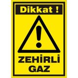 İzmir Serifgari Dikkat Zehirli Gaz Galvaniz Uyarı Levhası 17,5 x 25 cm