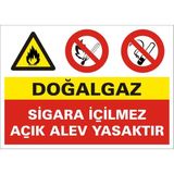 İzmir Serifgari Doğalgaz Sigara İçilmez Açık Alev Yasaktır Galvaniz Uyarı Levhası 35 x 50 cm