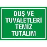 İzmir Serifgari Duş Ve Tuvaletleri Temiz Tutalım Galvaniz Uyarı Levhası 25 x 35 cm