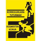 İzmir Serifgari Korkuluklara Tutunmak Düşmekten Korur Galvaniz Uyarı Levhası 17,5 x 25 cm