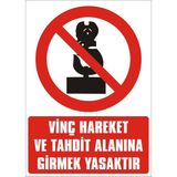 İzmir Serifgari Vinç Hareket Ve Tahdit Alanına Girmek Yasaktır Galvaniz Uyarı Levhası 17,5 x 25 cm