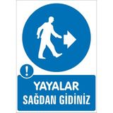 İzmir Serifgari Yayalar Sağdan Gidiniz Galvaniz Uyarı Levhası 17,5 x 25 cm
