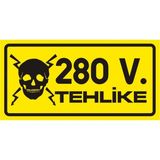 İzmir Serigrafi 280 V Tehlike Galvaniz Uyarı Levhası 17 x 35 cm