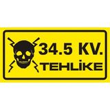 İzmir Serigrafi 34.5 Kv Tehlike Galvaniz Uyarı Levhası 17 x 35 cm