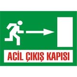 İzmir Serigrafi Acil Çıkış Kapısı (Sağ) Galvaniz Uyarı Levhası 17,5 x 25 cm