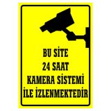 İzmir Serigrafi Bu Site 24 Saat Kamera Sistemi İle İzlenmektedir Galvaniz Uyarı Levhası 17,5 x 25 cm