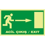 İzmir Serigrafi Fotolümen Acil Çıkış / Exıt (Sağ) 2.6 mm PVC Uyarı Levhası 15 x 30 cm