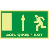 İzmir Serigrafi Fotolümen Acil Çıkış / Exıt (Yukarı) 2.6 mm PVC Uyarı Levhası 15 x 30 cm