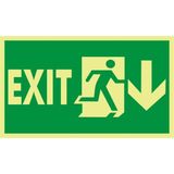 İzmir Serigrafi Fotolümen Exit (Sağ Aşağı) 2.6 mm PVC Uyarı Levhası 15 x 30 cm