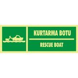 İzmir Serigrafi Fotolümen Kurtarma Botu / Rescue Boat 2.6 mm PVC Uyarı Levhası 10 x 30 cm