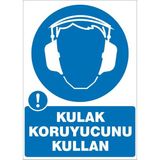 İzmir Serigrafi Modülkon Kulak Koruyucu Kullan 25 x 35 cm 2.6 mm PVC Uyarı Levhasıı