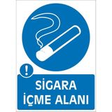 İzmir Serigrafi Sigara Içme Alanı 2.6 mm PVC Uyarı Levhası 17,5 x 25 cm
