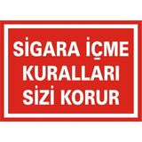 İzmir Serigrafi Sigara İçme Kuralları Sizi Korur 2.6 mm PVC Uyarı Levhası 17,5 x 25 cm