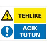 İzmir Serigrafi Tehlike Açık Tutun Galvaniz Uyarı Levhası 17,5 x 25 cm