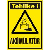 İzmir Serigrafi Tehlike Akümülatör Galvaniz Uyarı Levhası 17,5 x 25 cm