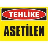 İzmir Serigrafi Tehlike Asetilen 2.6 mm PVC Uyarı Levhası 17,5 x 25 cm