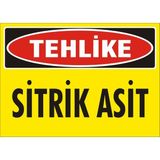 İzmir Serigrafi Tehlike Sitrik Asit (Kendinden Yapışkanlı Etiket) 35 x 50 cm