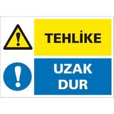 İzmir Serigrafi Tehlike Uzak Dur Galvaniz Uyarı Levhası 25 x 35 cm