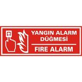 İzmir Serigrafi Yangın Alarm Düğmesi / Fire Alarm Galvaniz Uyarı Levhası 17 x 35 cm