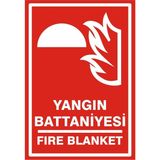 İzmir Serigrafi Yangın Battaniyesi Fire Blanket Galvaniz Uyarı Levhası 35 x 50 cm