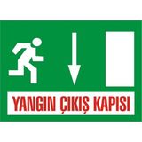 İzmir Serigrafi Yangın Çıkış Kapısı Aşağı 2.6 mm PVC Uyarı Levhası 35 x 50 cm