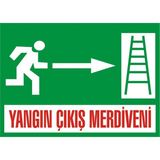 İzmir Serigrafi Yangın Çıkış Merdiveni sağ Galvaniz Uyarı Levhası 17,5 x 25 cm