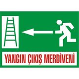 İzmir Serigrafi Yangın Çıkış Merdiveni sol 2.6 mm PVC Uyarı Levhası 35 x 50 cm