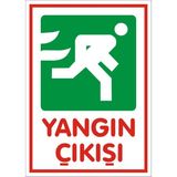 İzmir Serigrafi Yangın Çıkışı sağ Galvaniz Uyarı Levhası 25 x 35 cm