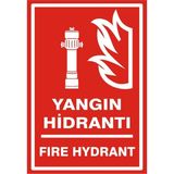 İzmir Serigrafi Yangın Hidrantı Fire Hydrant Galvaniz Uyarı Levhası 17,5 x 25 cm