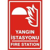 İzmir Serigrafi Yangın İstasyonu Fire Station Galvaniz Uyarı Levhası 25 x 35 cm