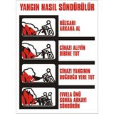 İzmir Serigrafi Yangın Nasıl Söndürülür Galvaniz Uyarı Levhası 25 x 35 cm