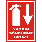 İzmir Serigrafi Yangın Söndürme Cihazı Aşağı Ok 2.6 mm PVC Uyarı Levhası 35 x 50 cm