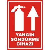 İzmir Serigrafi Yangın Söndürme Cihazı Yukarı Ok 2.6 mm PVC Uyarı Levhası 35 x 50 cm