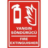 İzmir Serigrafi Yangın Söndürücü Fire Extinguisher Galvaniz Uyarı Levhası 25 x 35 cm