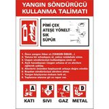 İzmir Serigrafi Yangın Söndürücü Kullanma Talimatı Galvaniz Uyarı Levhası 25 x 35 cm