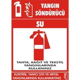 İzmir Serigrafi Yangın Söndürücüsü SuTahta, Kağıt ve Tekstil Yangınlarında Kullanınız Galvaniz Uyarı Levhası 25 x 35 cm