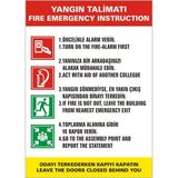 İzmir Serigrafi Yangın Talimatı 2.6 mm PVC Uyarı Levhası 17,5 x 25 cm