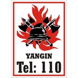 İzmir Serigrafi Yangın Tel: 110 Galvaniz Uyarı Levhası 35 x 50 cm