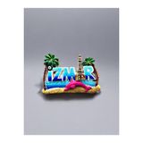 İZMİR Temalı Kabartmalı Polyester Magnet. 8cm x 5cm.
