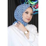 İznik Dokusu Desen Buz Mavi Soft Pamuk Eşarp