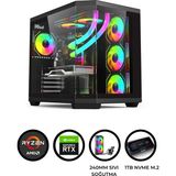 İzoly GTA 20X R5 7500F 32GB DDR5 1TB M.2 NVMe RTX 5060 8GB 240mm RGB Sıvı Soğutma Oyuncu Oem Seti - Siyah
