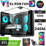 İzoly GTA6-A Ryzen 7 5700X 32GB 1TB M.2 NVME RTX 5060TI 16GB 240mm Sıvı Soğutma Oyuncu Oem Seti