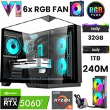 İzoly GTA6-B R5 7500F 32GB DDR5 1TB M.2 NVMe RTX 5060TI 16GB 240mm Sıvı Soğutma Oyuncu Oem Seti
