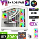 İzoly T52-White Ryzen 7 5700X 32GB 1TB M.2 NVME RTX 5060 8GB 240mm Sıvı Soğutma Oyuncu Oem Seti - Beyaz